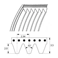 Ремень поликлиновой Д 431мм Ш 14мм бороздки 6 профиль