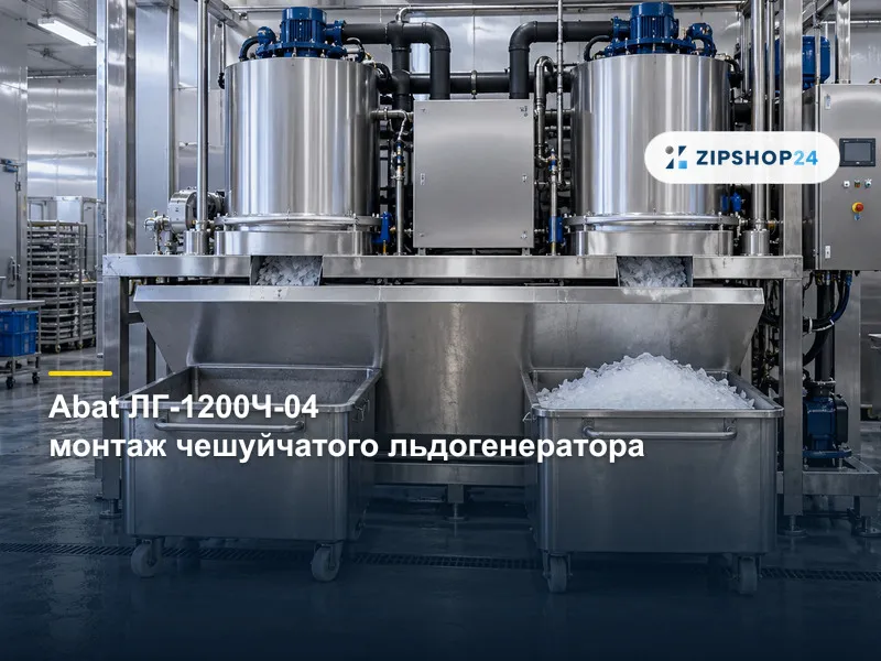 Монтаж льдогенератора чешуйчатого льда Abat ЛГ-1200Ч-04: пример установки