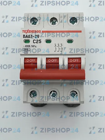Автоматический выключатель ВА67-29 3п 25А 6кА Texenergo хар-ка С