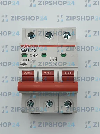 Автоматический выключатель ВА67-29 3п 32А 6кА Texenergo хар-ка С