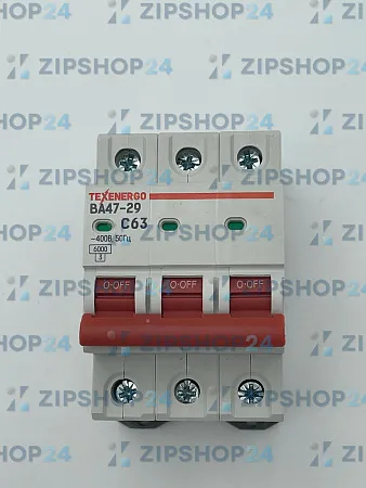 Автоматический выключатель ВА47-29 3п 63А 6кА Texenergo хар-ка С