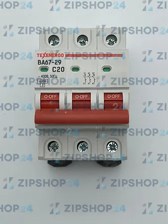 Автоматический выключатель ВА67-29 3п 20А 6кА Texenergo хар-ка С