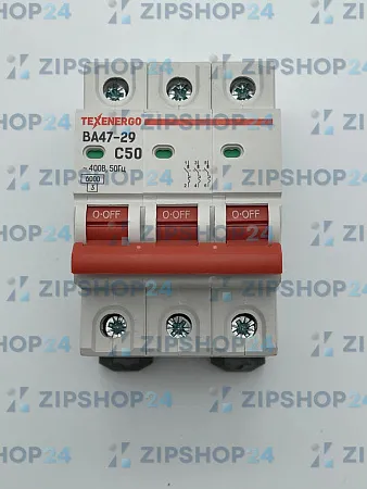 Автоматический выключатель ВА47-29 3п 50А 6кА Texenergo хар-ка С