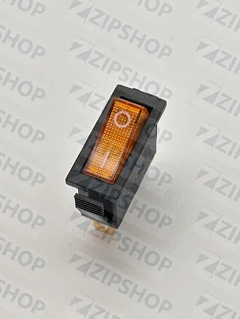 Выключатель клавишный желтый с подсветкой 250V 15А (3с) ON-OFF 3 контакта 36-2212