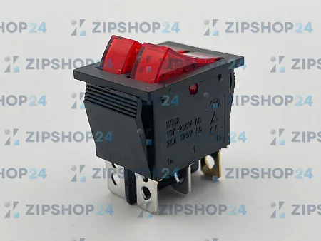 Выключатель клавишный 250V 15А (6с) ON-OFF красный с подсветкой ДВОЙНОЙ