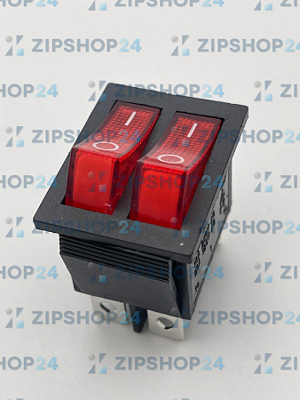 Выключатель клавишный 250V 15А (6с) ON-OFF красный с подсветкой ДВОЙНОЙ
